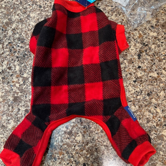 Frisco Dog & Cat Cozy Polar Fleece PJs, Red Plaid, S - Picture 7 of 8